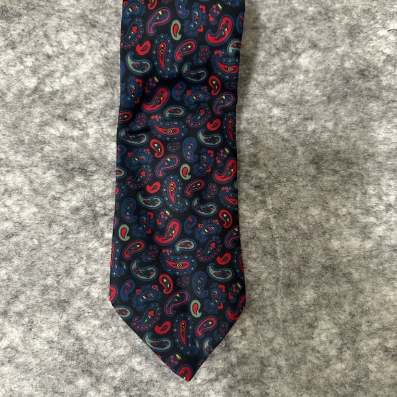 Burberrys Mens Silk Tie Paisley Red Blue Office Gift Made In England Multicolor - Picture 11 of 11